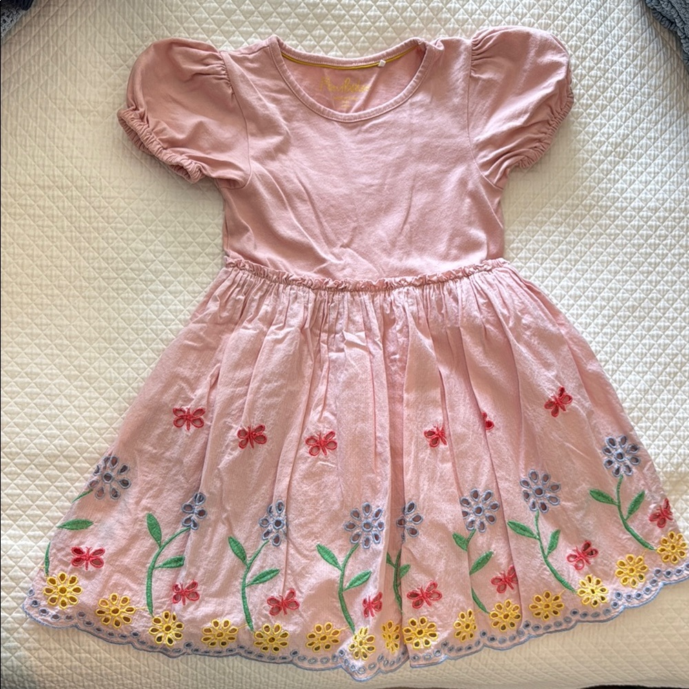 Mini Boden Pink Floral Embroidered Dress
